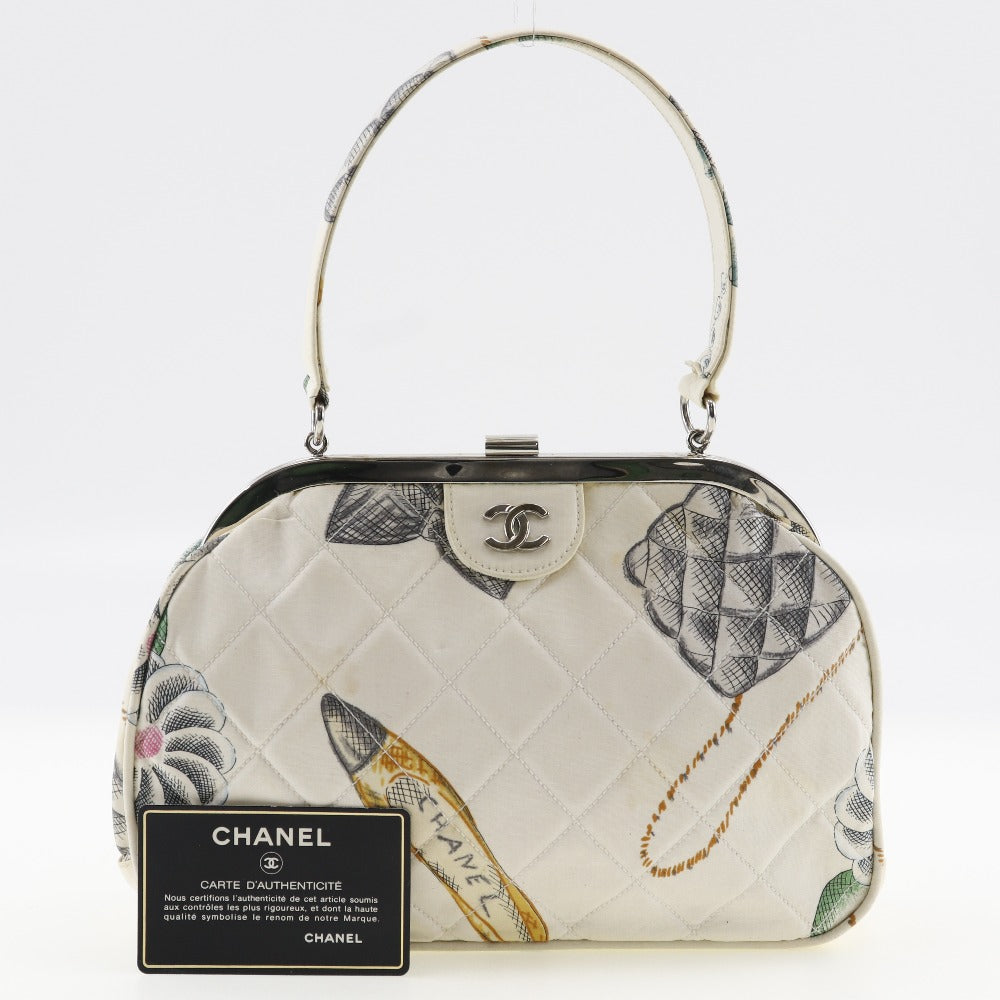 Chanel, White, Canvas, handbag