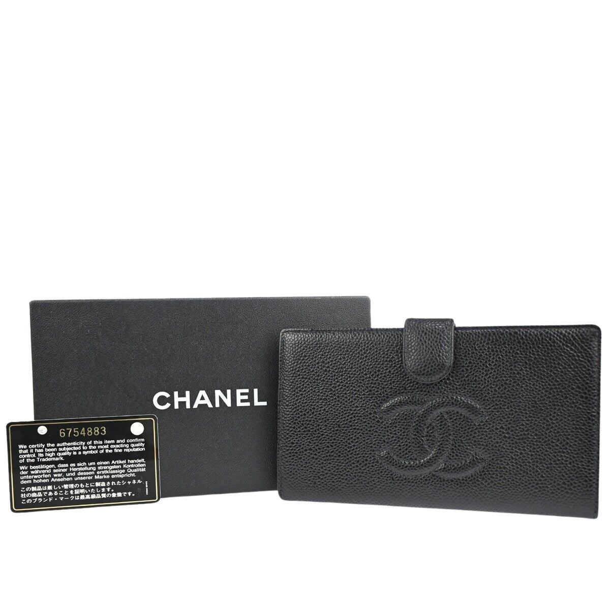 Chanel Logo CC, Black, Leather, wallet