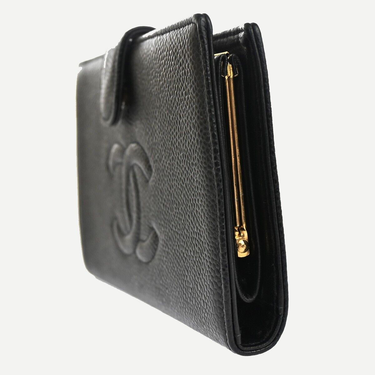 Chanel Logo CC, Black, Leather, wallet