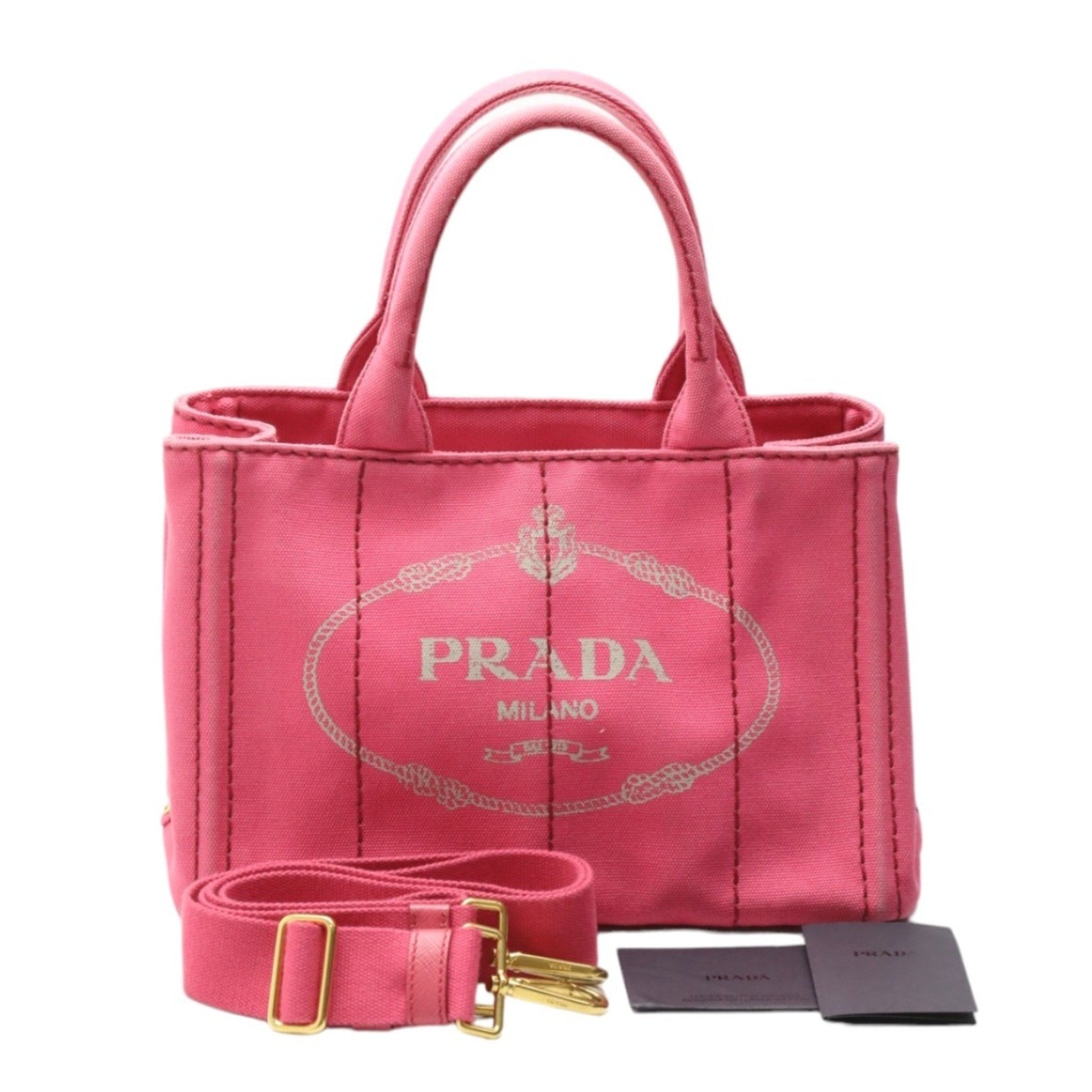 Prada Canapa, Pink, Canvas, tote