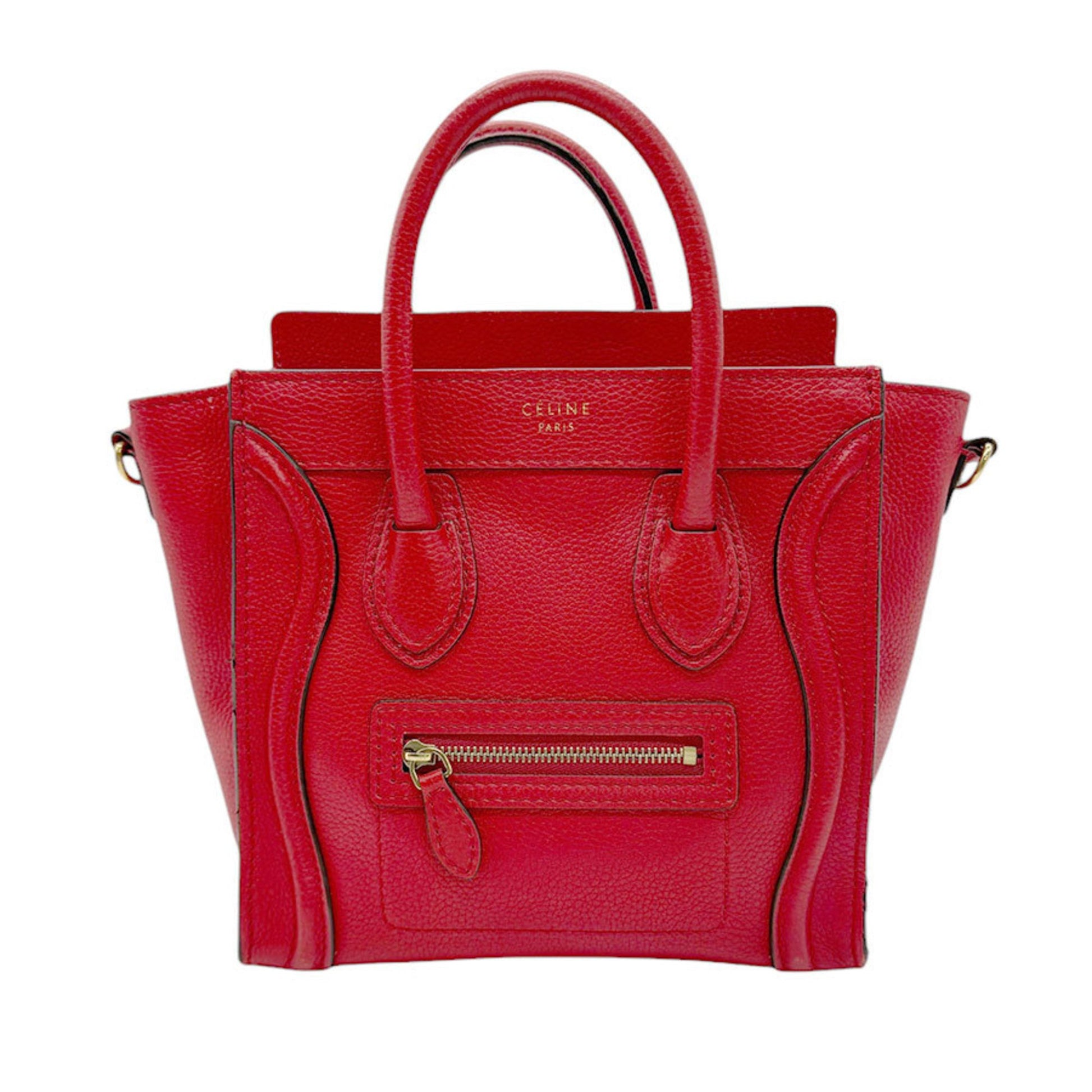 Céline Luggage, Red, Leather, handbag