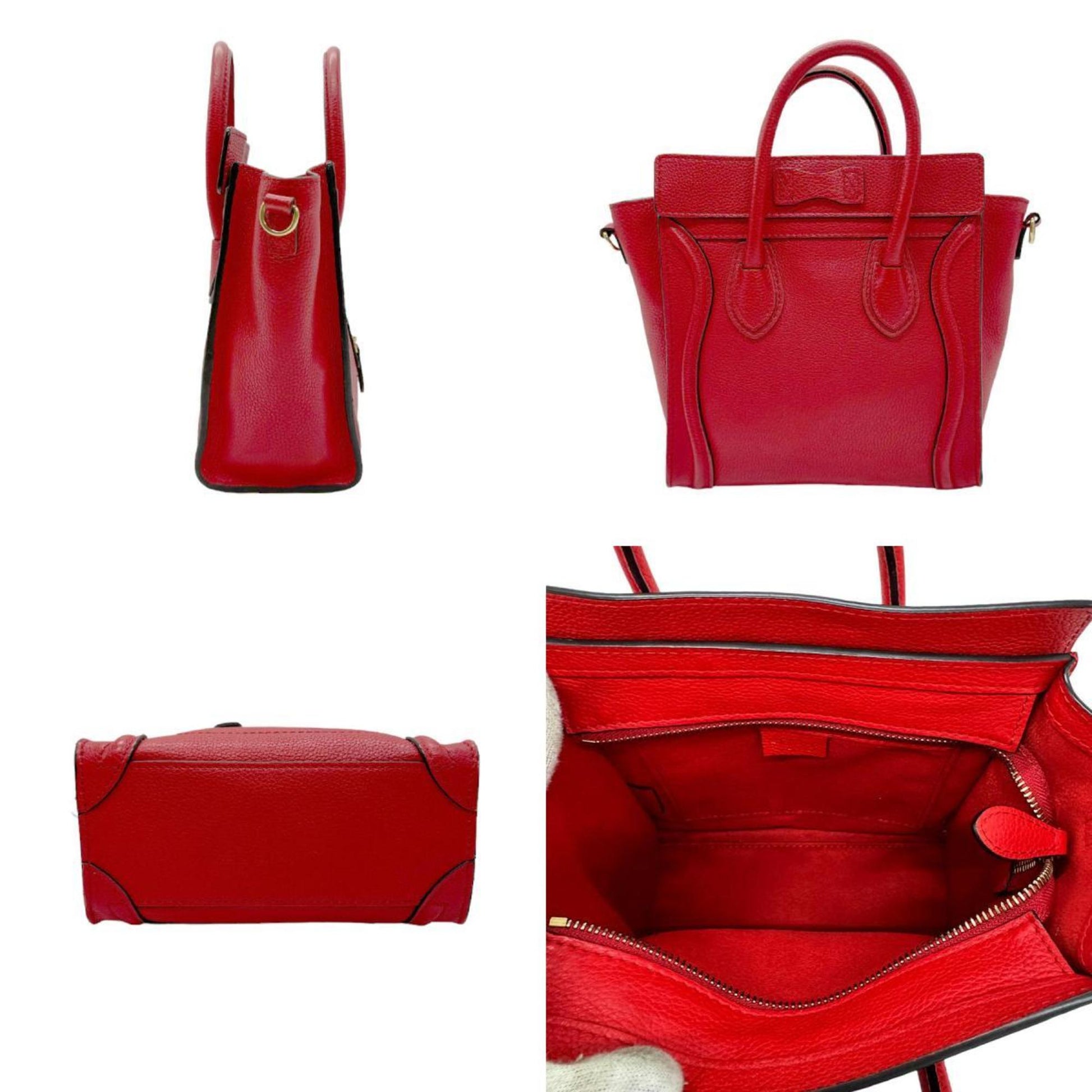 Céline Luggage, Red, Leather, handbag