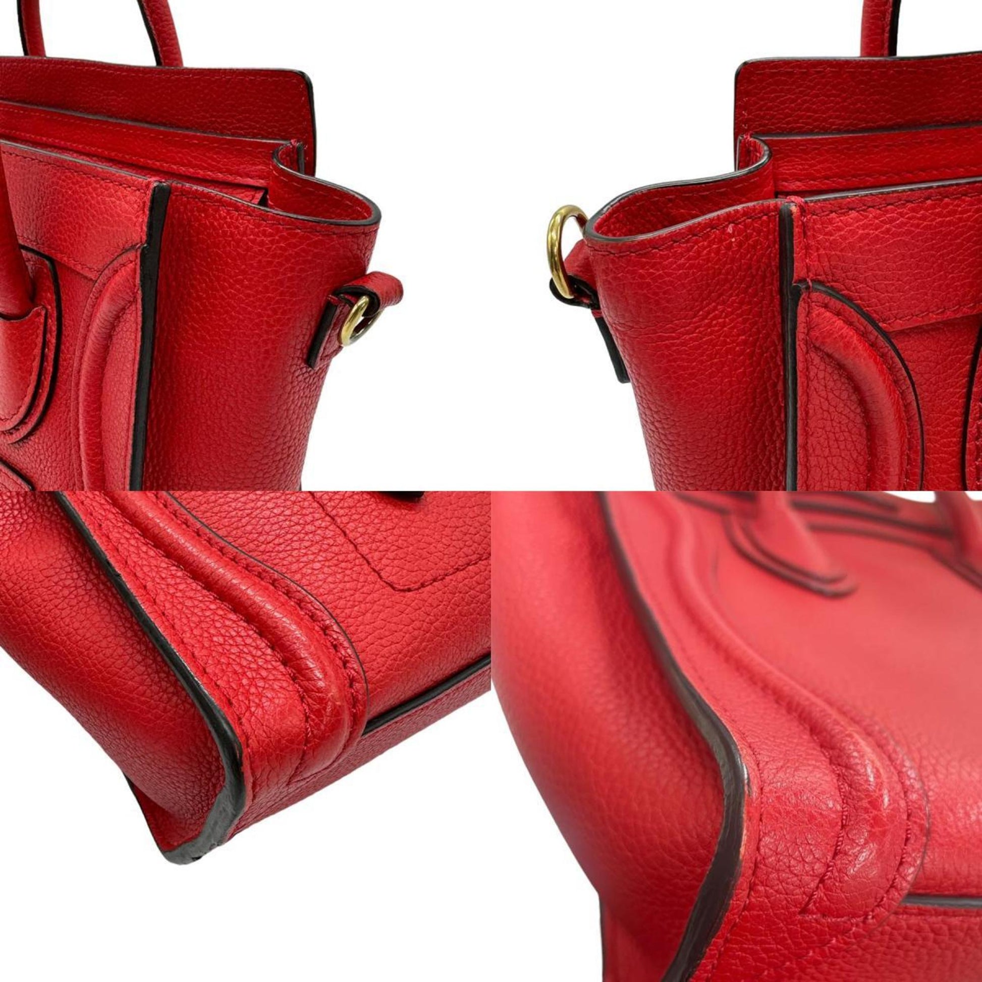 Céline Luggage, Red, Leather, handbag