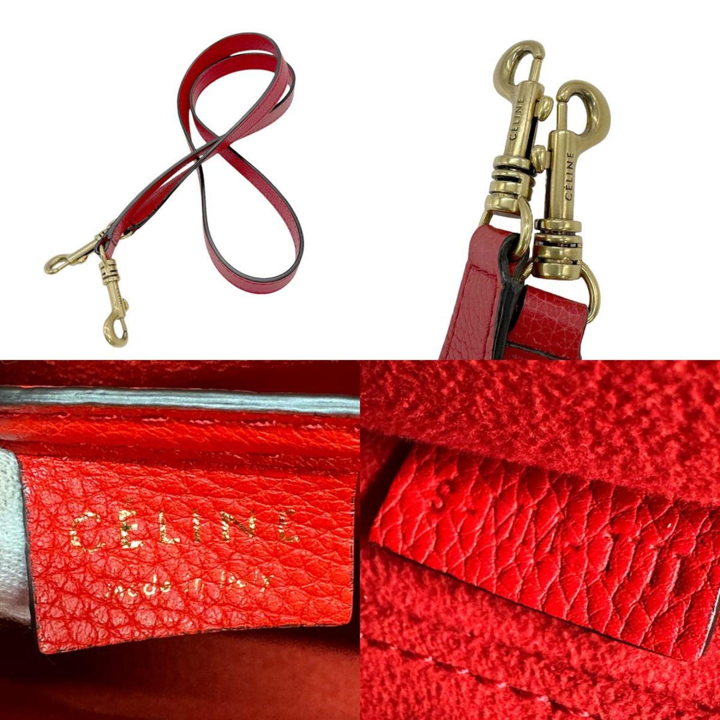 Céline Luggage, Red, Leather, handbag