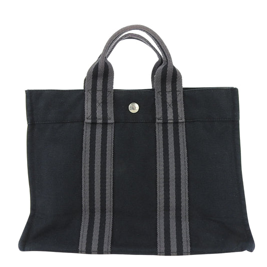 Hermès Fourre tout, Black, Canvas, tote