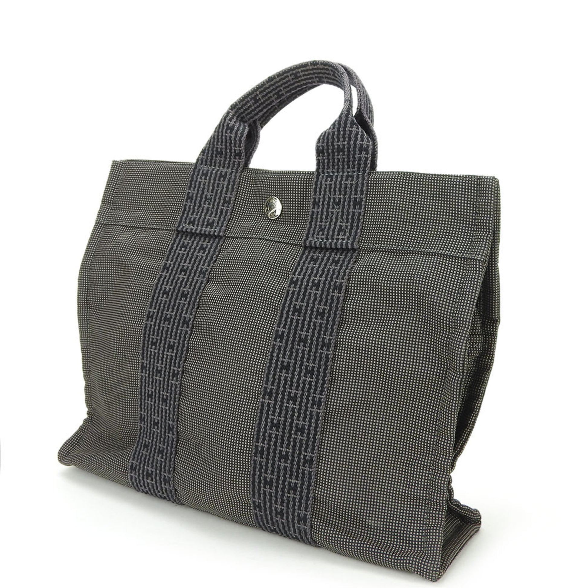 Hermès Herline, Grey, Canvas, tote