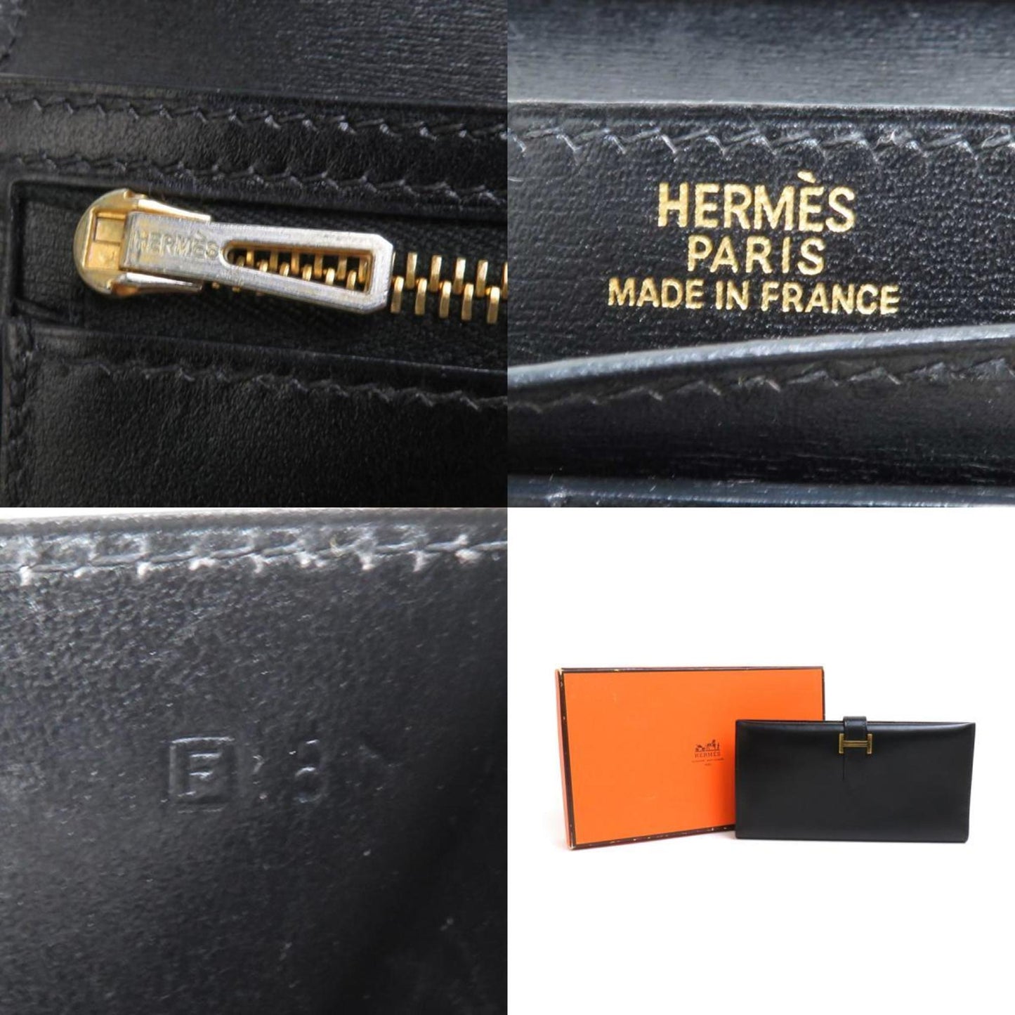 Hermès Béarn, Black, Leather, wallet