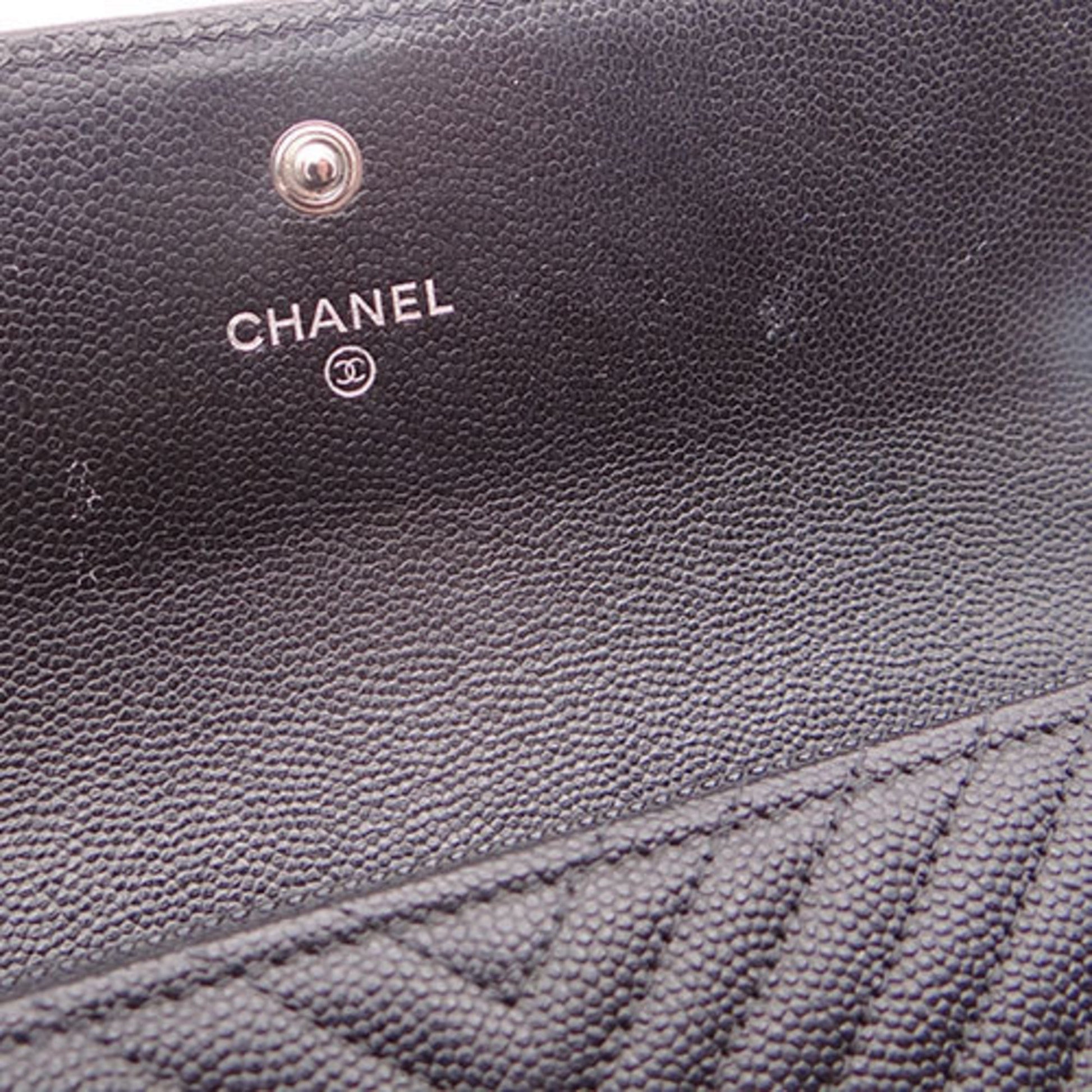 Chanel Boy, Black, Leather, wallet