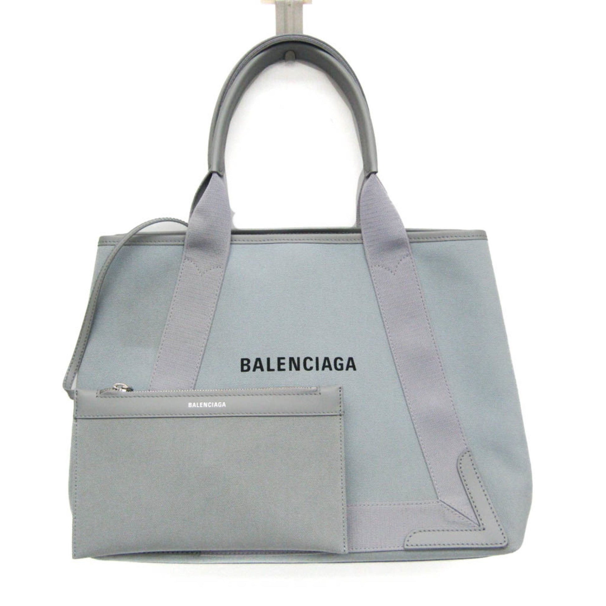 Balenciaga Navy Cabas, Grey, Leather, tote