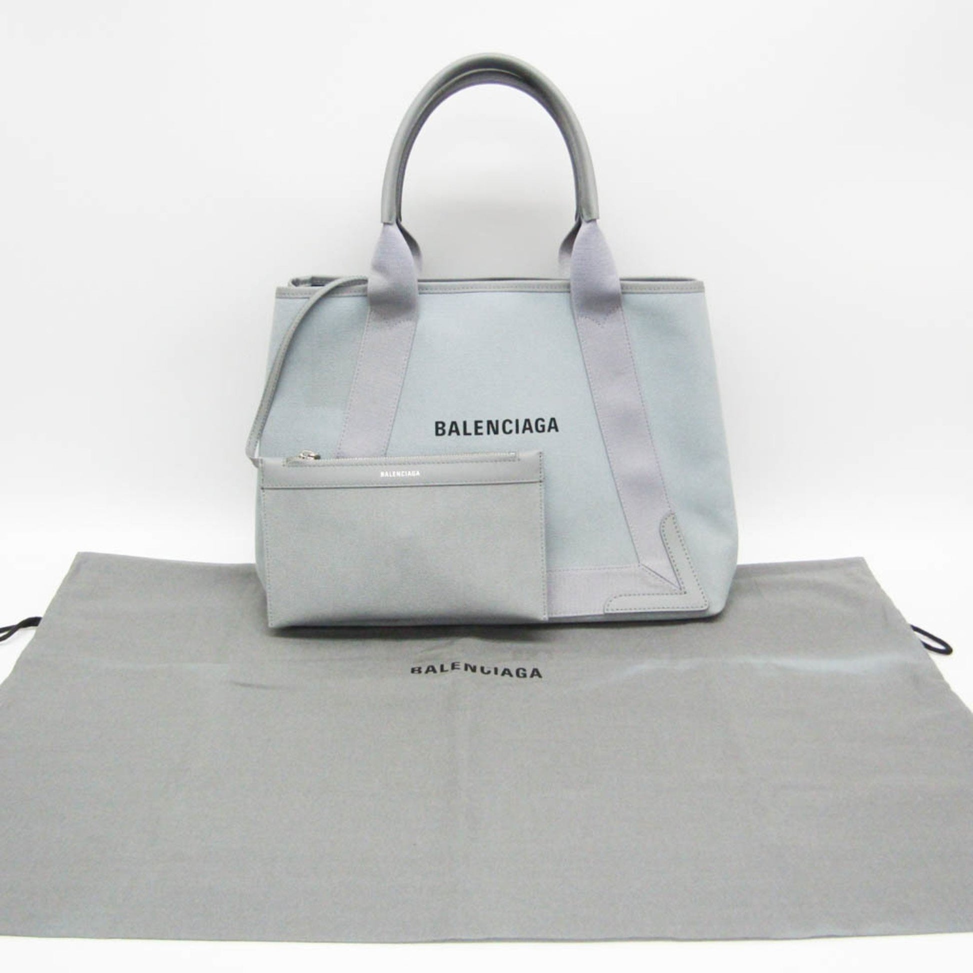 Balenciaga Navy Cabas, Grey, Leather, tote