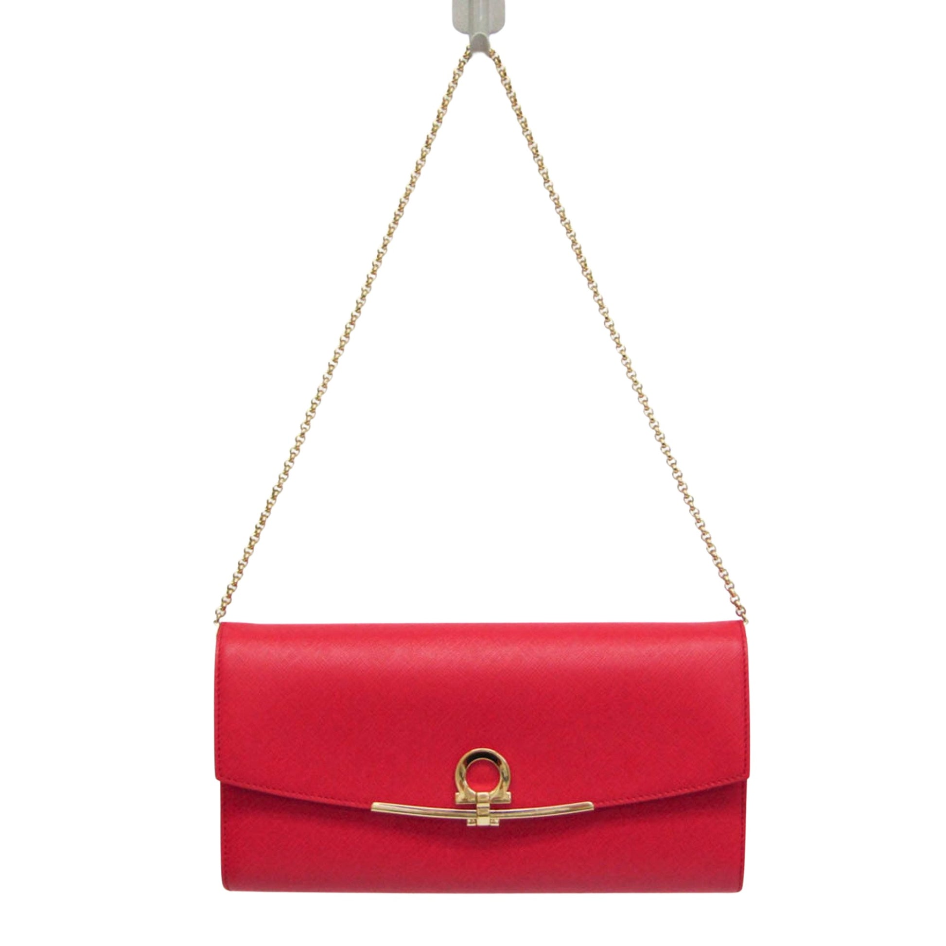 Salvatore Ferragamo Gancini, Red, Leather, shoulder