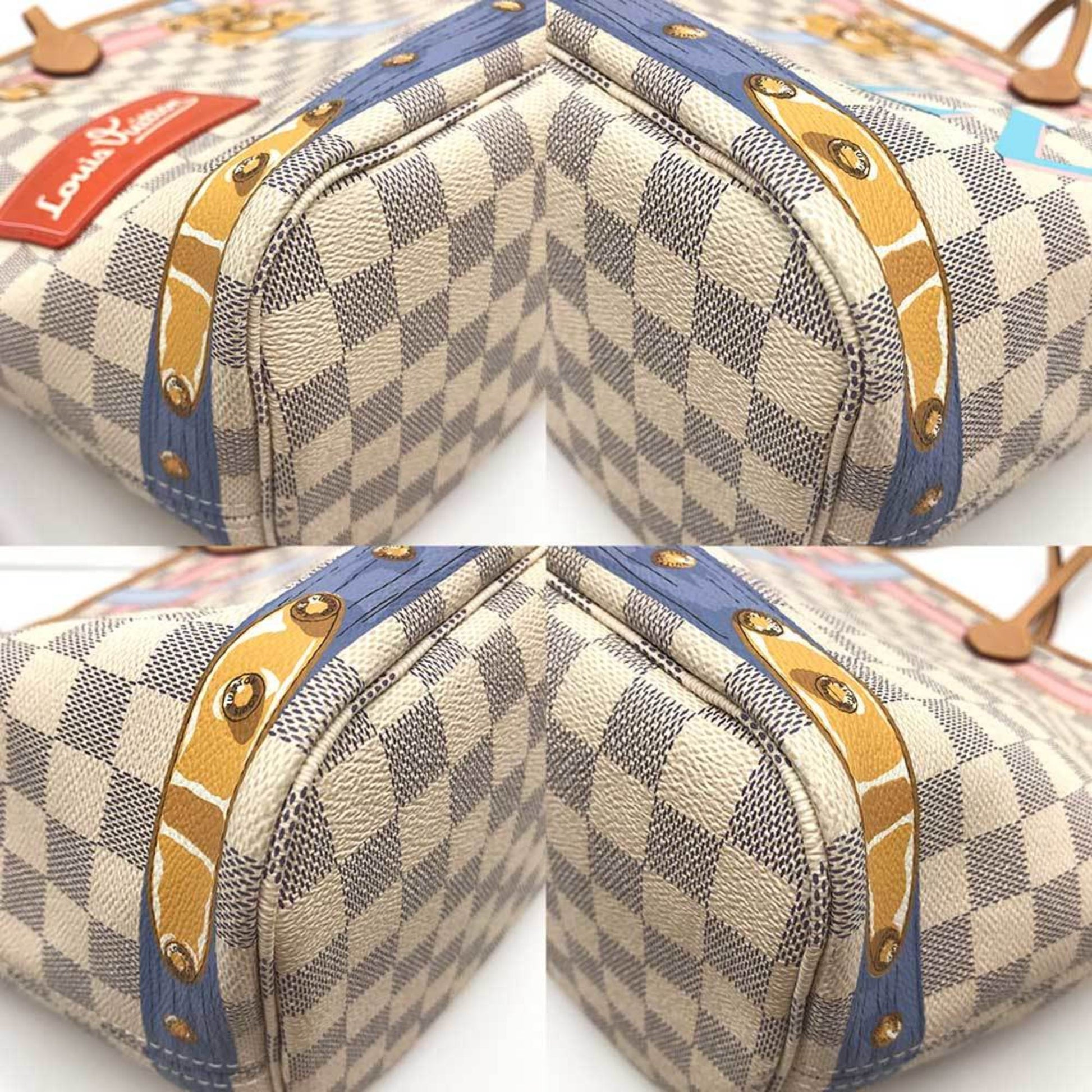 Louis Vuitton Neverfull MM, White, Canvas, tote