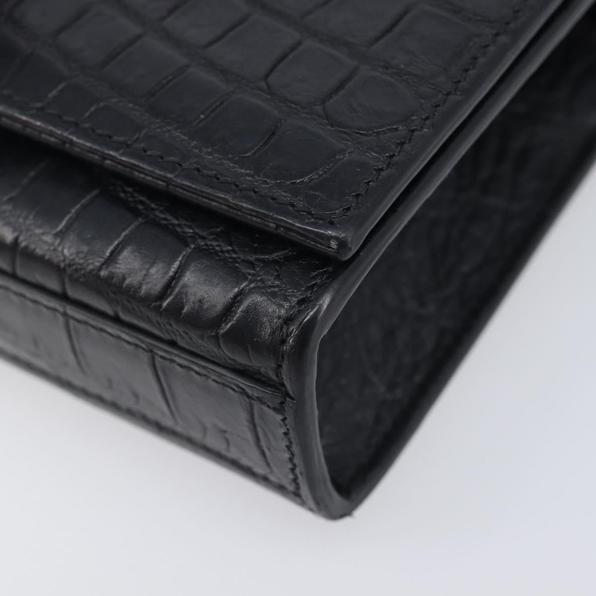 Saint Laurent Classic Monogram Tassel Chain Crocodile Embossed Leather, Black, Leather, Crossbody Bag