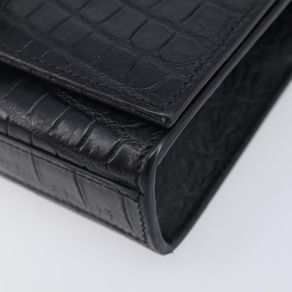 Saint Laurent Classic Monogram Tassel Chain Crocodile Embossed Leather, Black, Leather, Crossbody Bag
