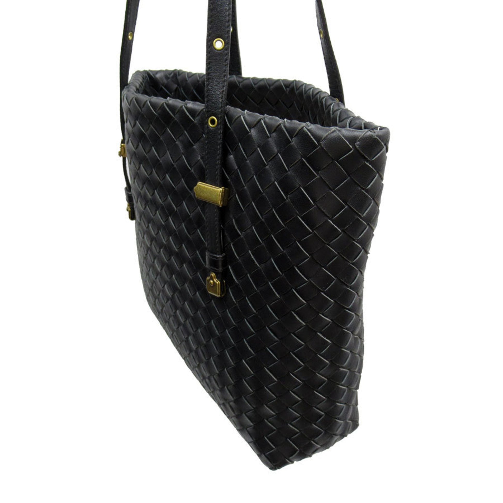 Bottega Veneta Intrecciato, Black, Leather, shoulder