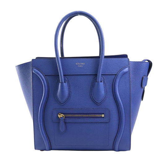 Céline Micro Luggage, Navy, Leather, handbag