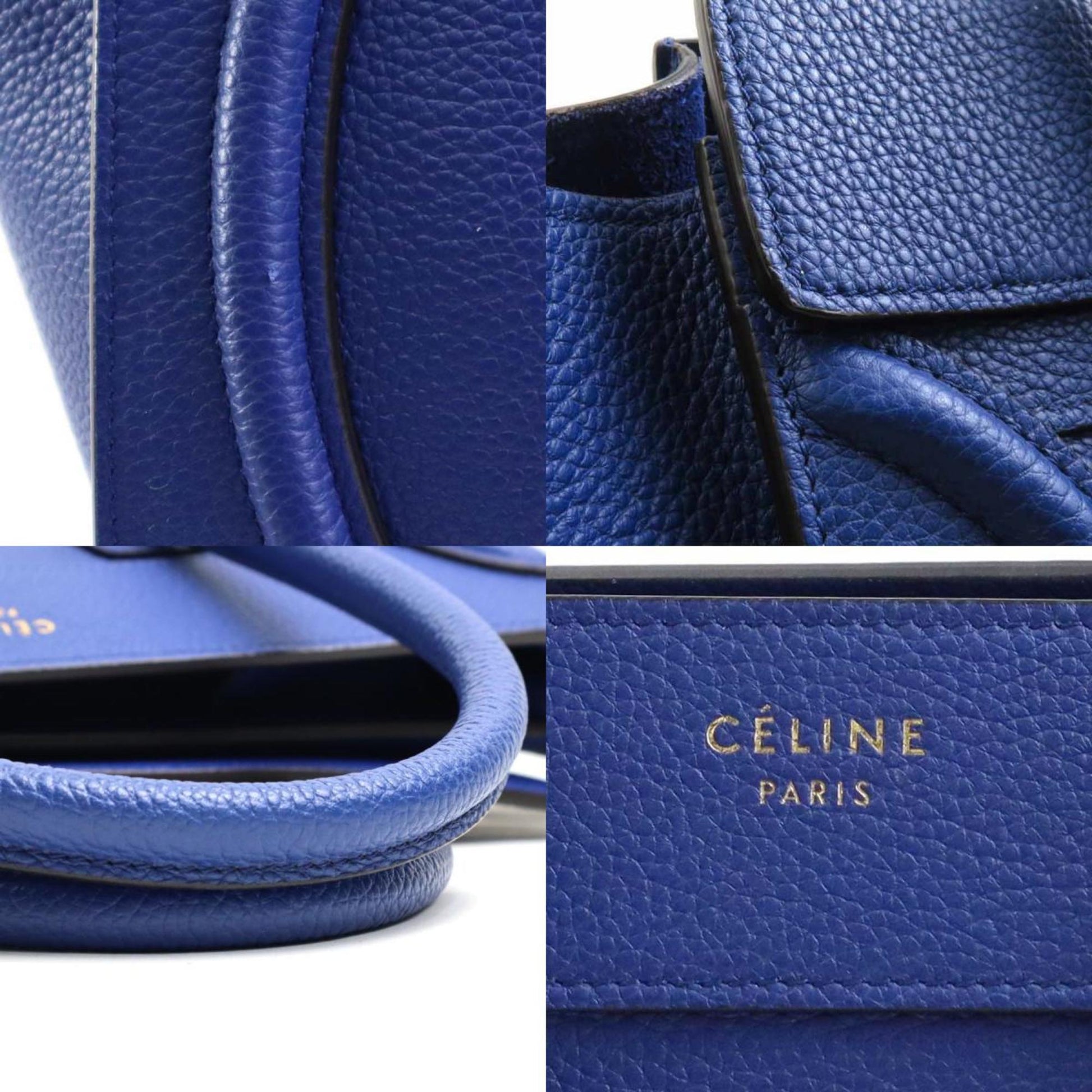 Céline Micro Luggage, Navy, Leather, handbag