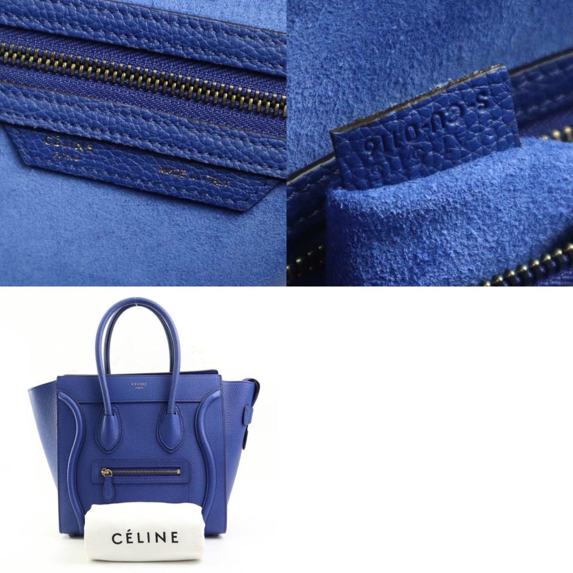 Céline Micro Luggage, Navy, Leather, handbag