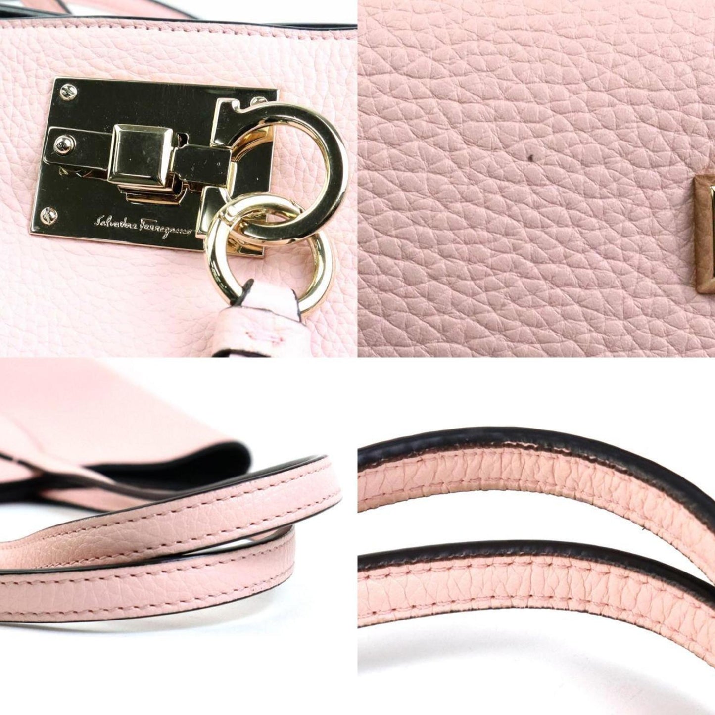 Salvatore Ferragamo Gancini, Pink, Leather, shoulder