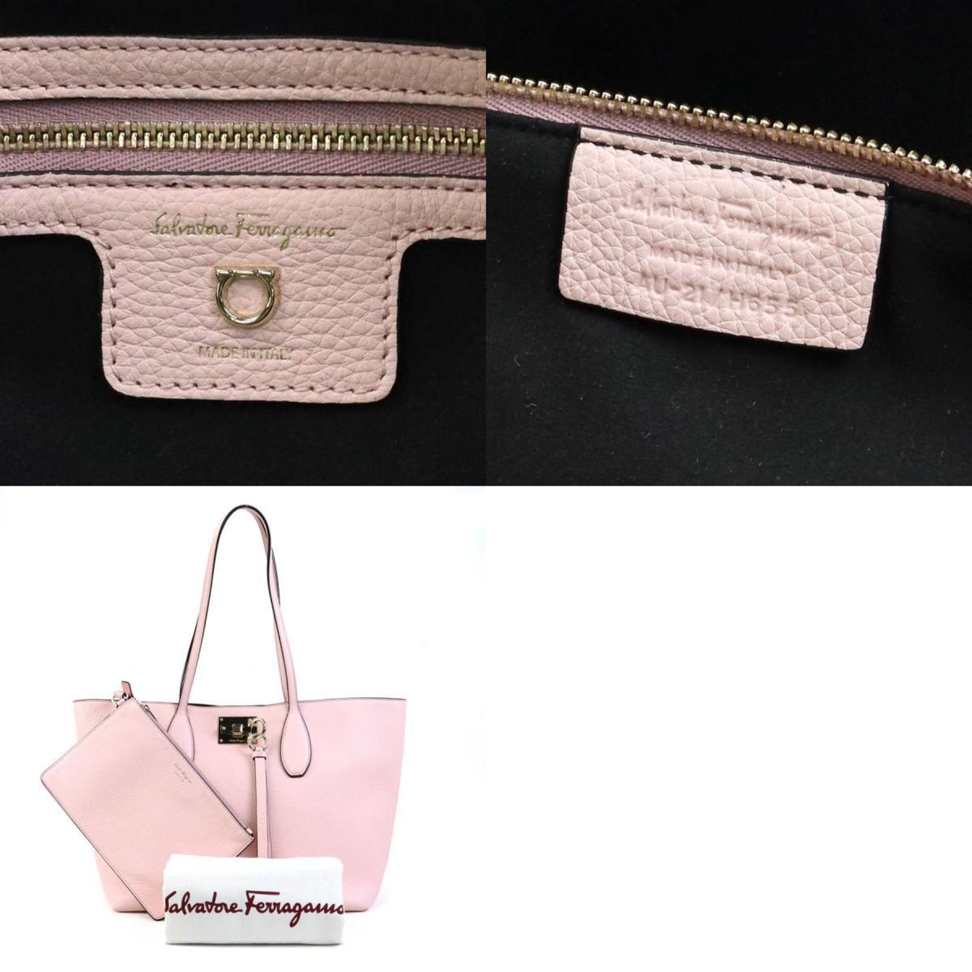 Salvatore Ferragamo Gancini, Pink, Leather, shoulder