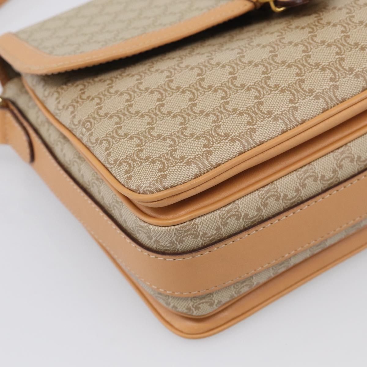 Celine Macadam Shoulder Canvas, Beige, Canvas, Crossbody Bag