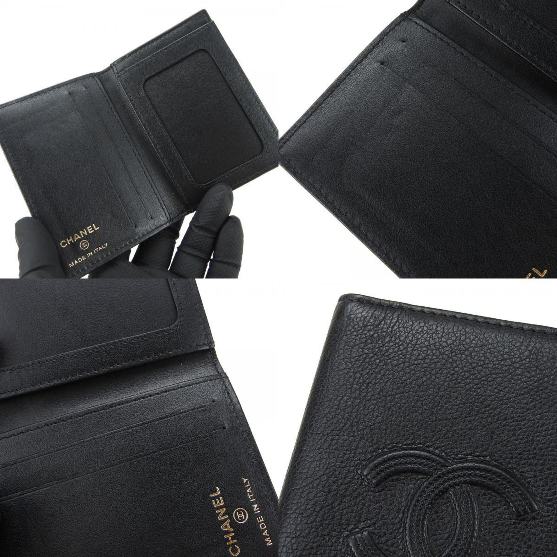 Chanel, Black, Calfskin, wallet