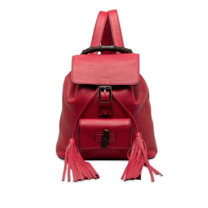 Gucci Bamboo, Red, Leather, backpack