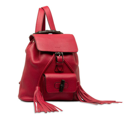 Gucci Bamboo, Red, Leather, backpack