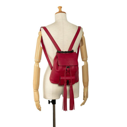 Gucci Bamboo, Red, Leather, backpack
