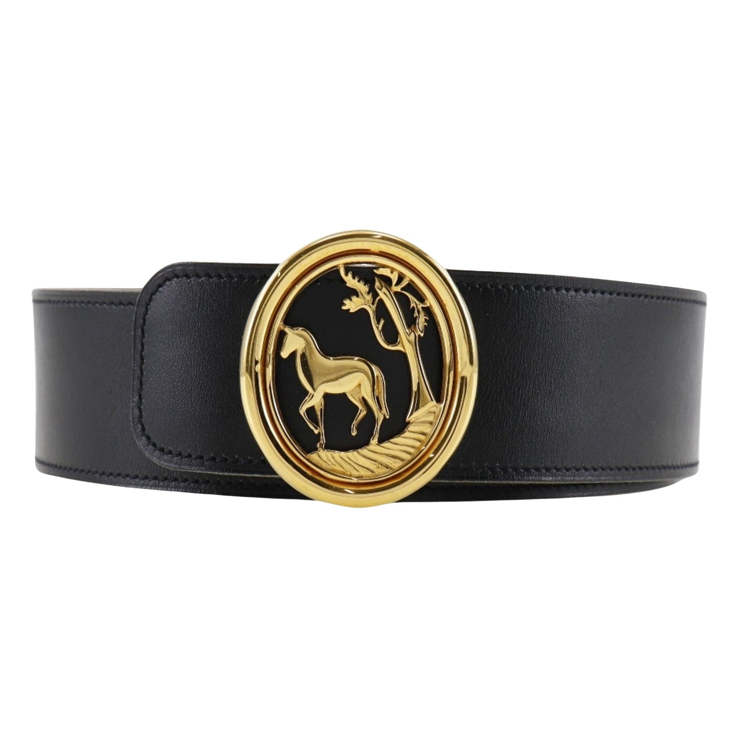 Hermès, Black, Leather, belt