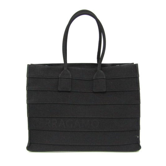 Salvatore Ferragamo, Black, Canvas, tote