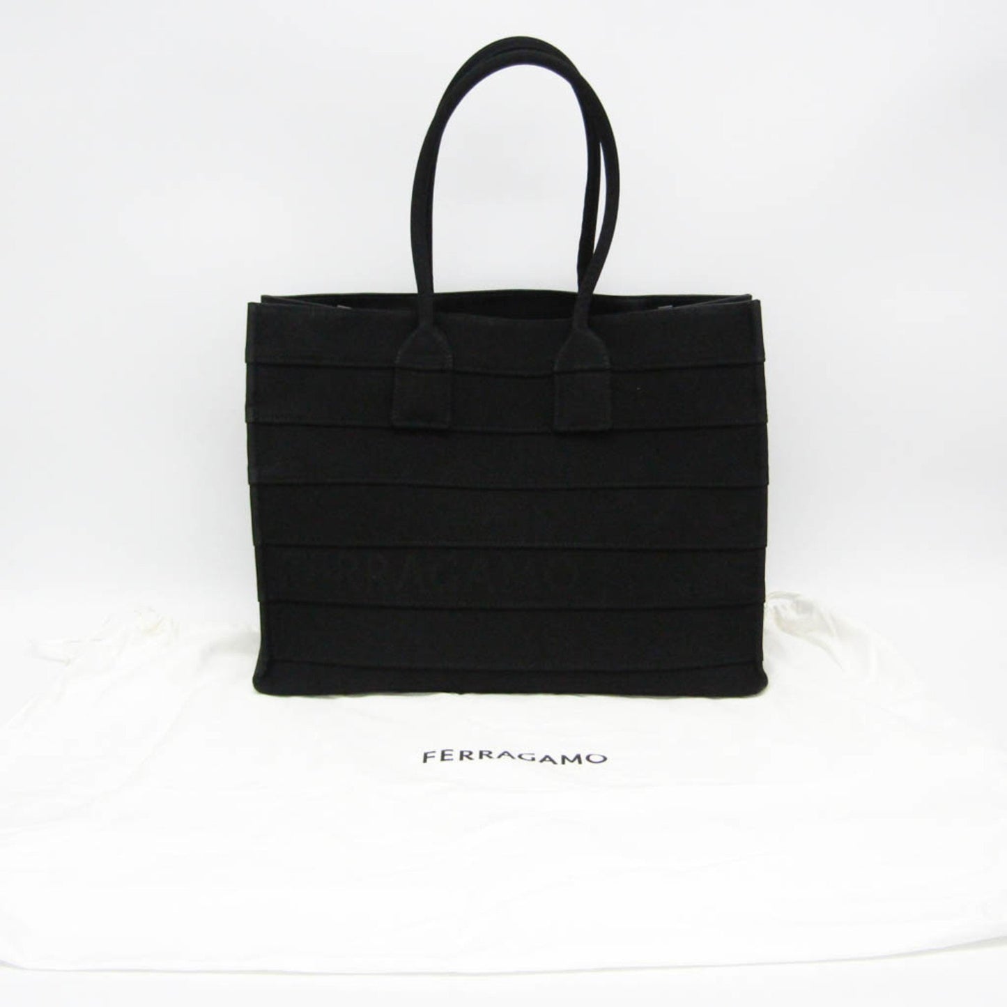 Salvatore Ferragamo, Black, Canvas, tote