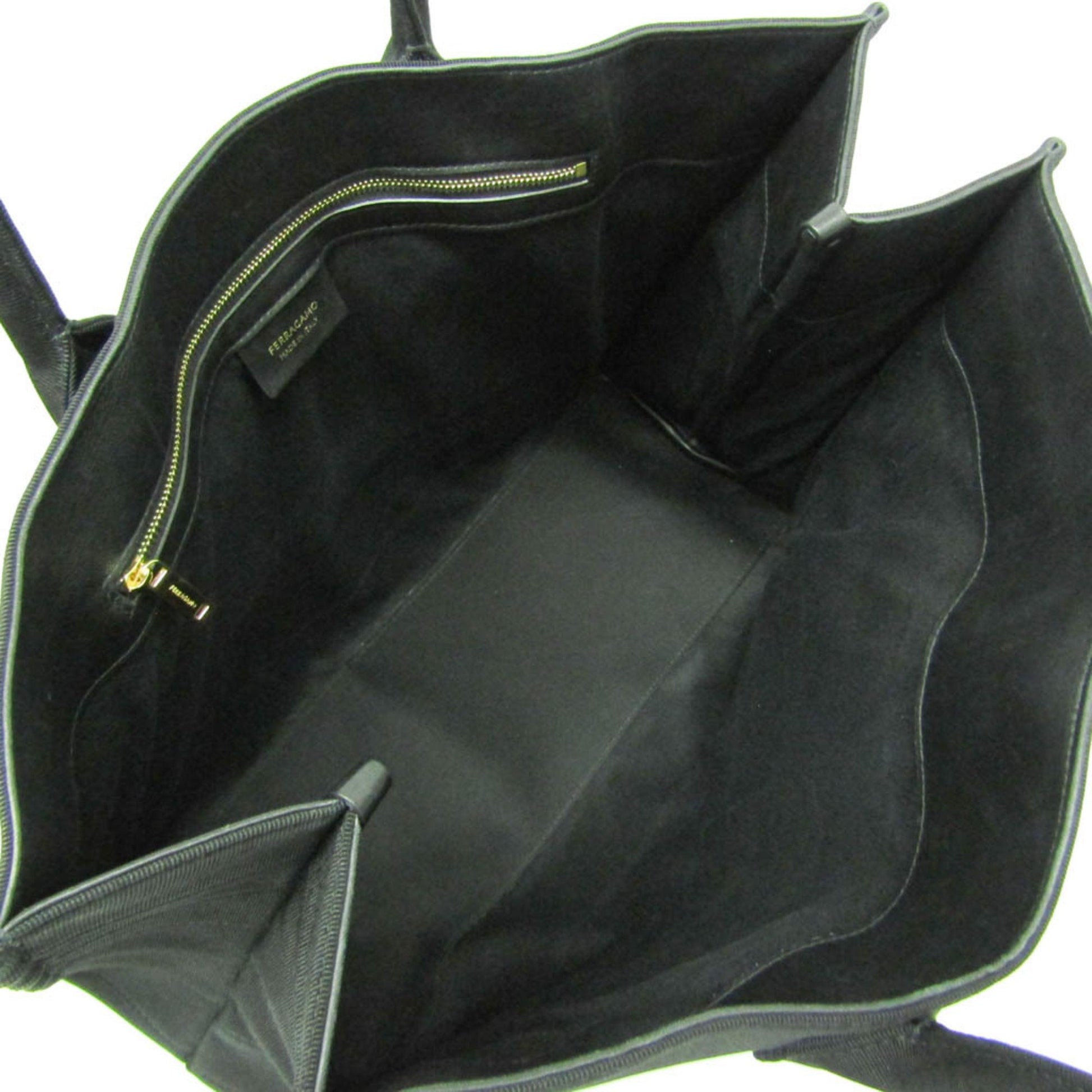 Salvatore Ferragamo, Black, Canvas, tote