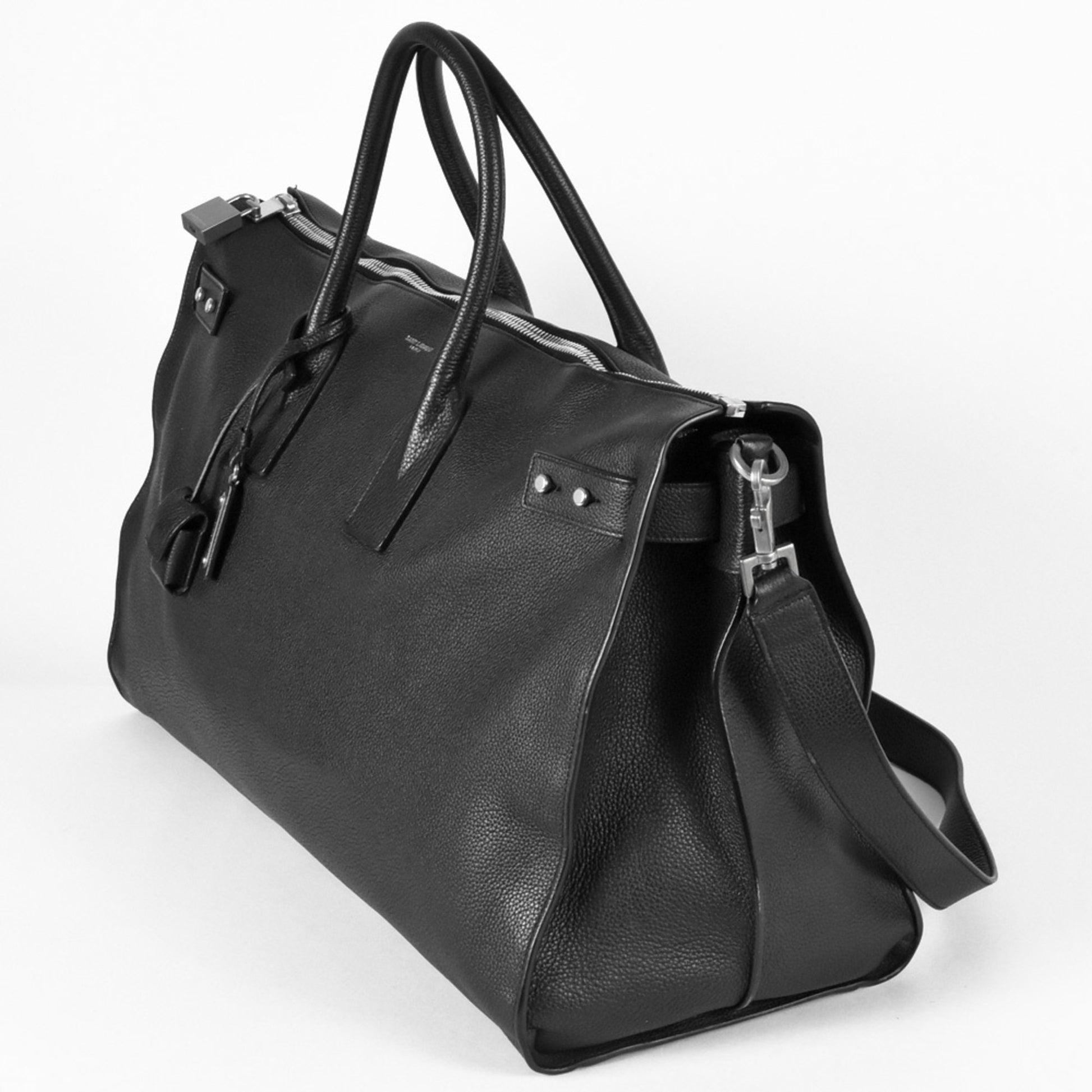 Saint Laurent Duffle, Black, Leather, travel