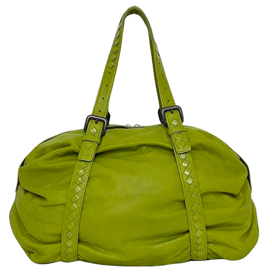 Bottega Veneta Spinnaker, Green, Leather, handbag