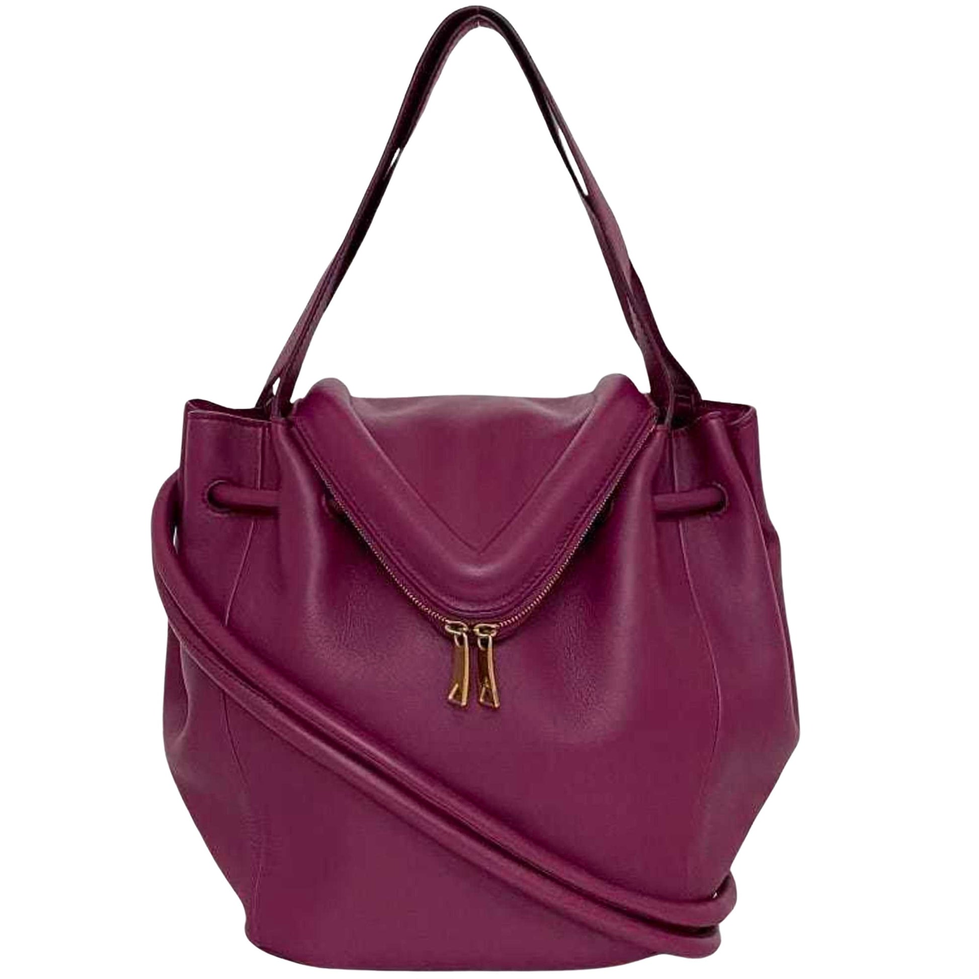 Bottega Veneta Beak, Purple, Leather, handbag