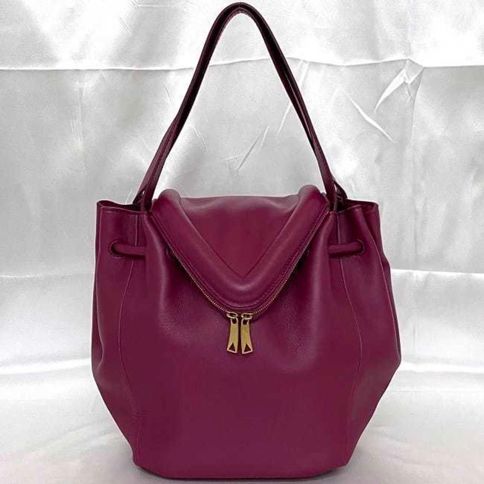 Bottega Veneta Beak, Purple, Leather, handbag