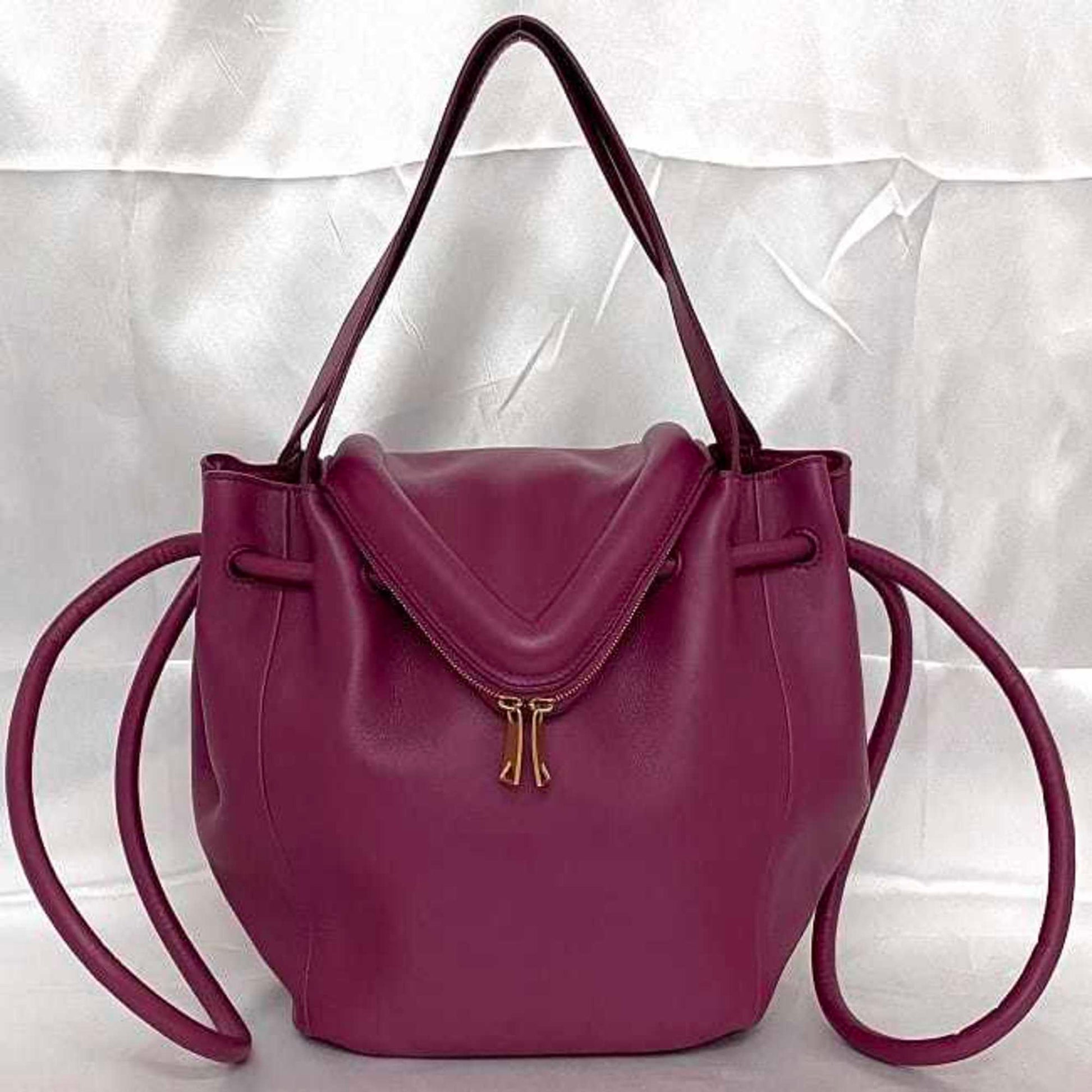 Bottega Veneta Beak, Purple, Leather, handbag