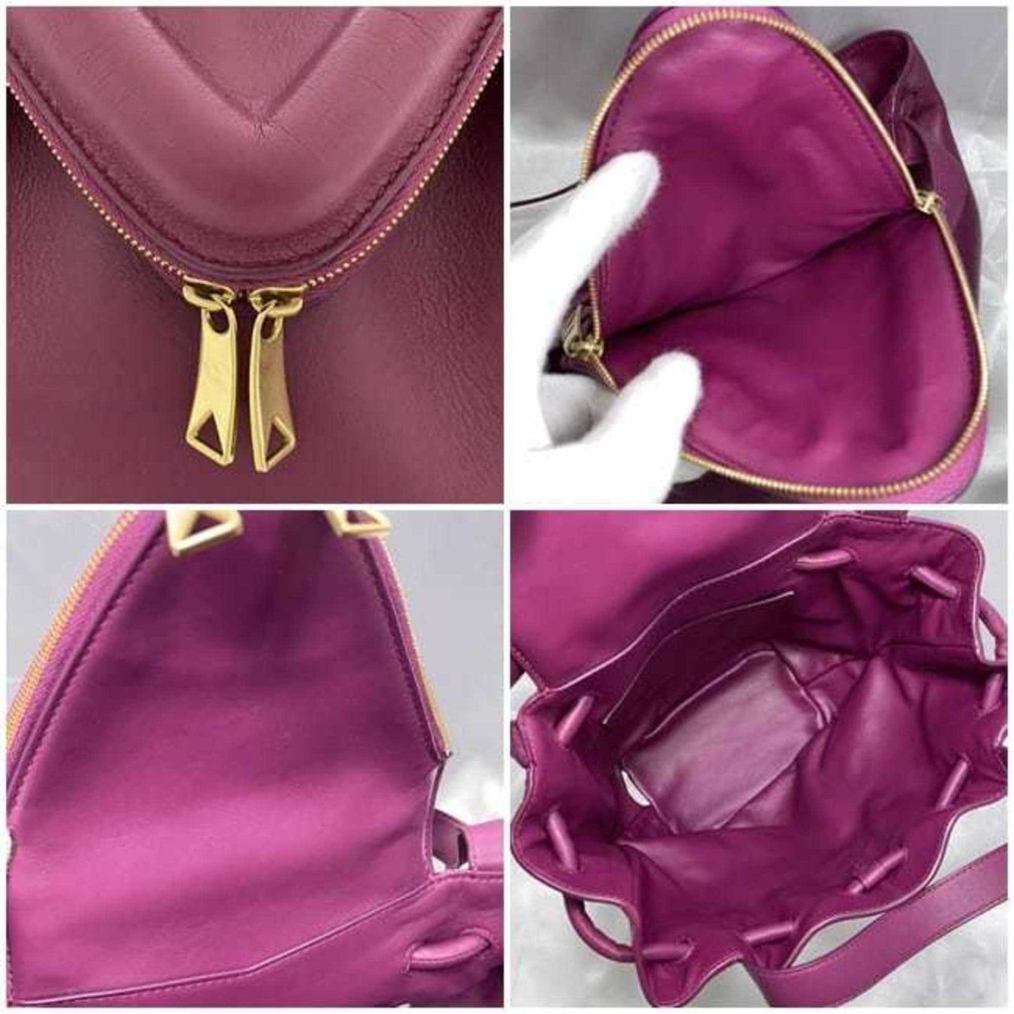 Bottega Veneta Beak, Purple, Leather, handbag