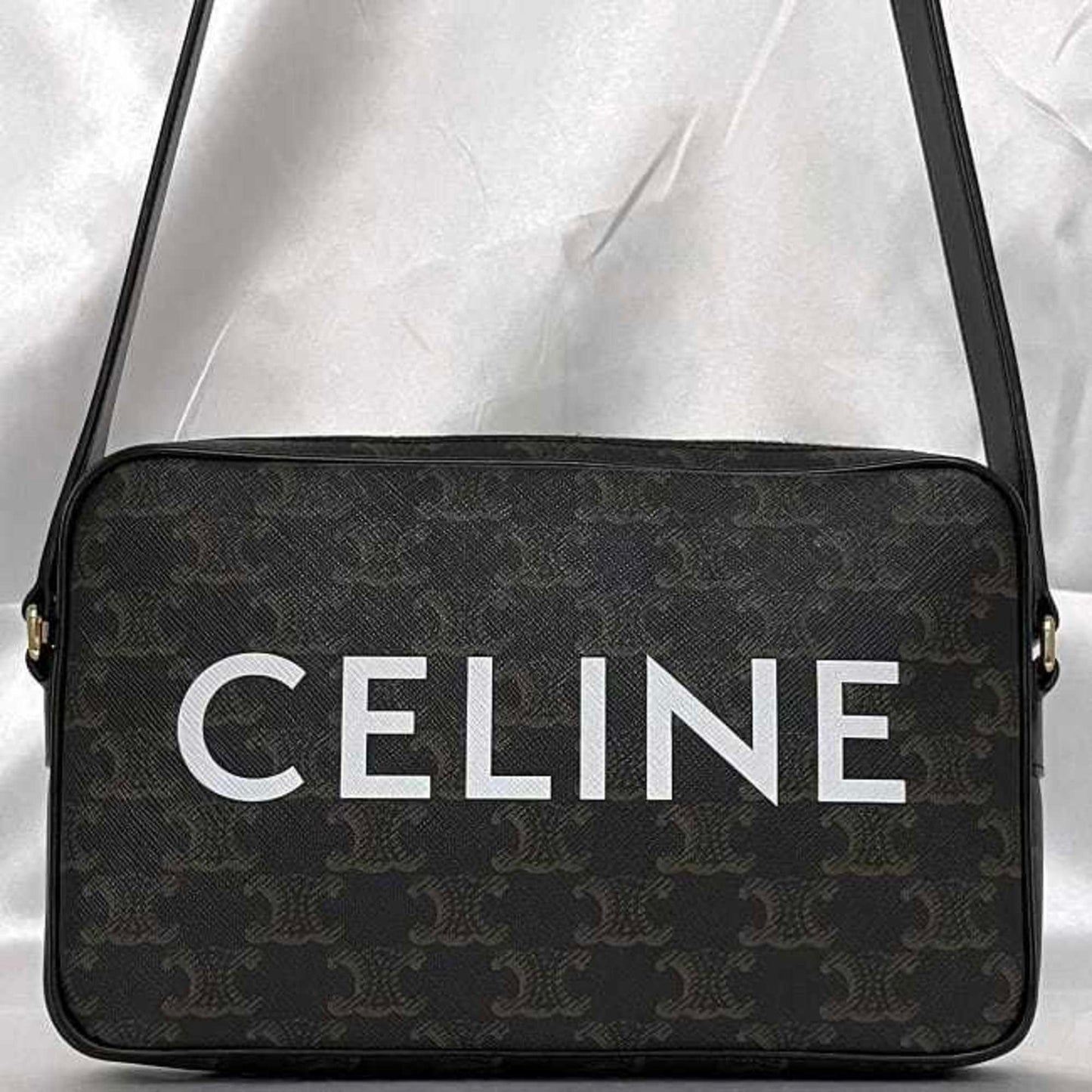 Céline Triomphe, Black, Canvas, shopper