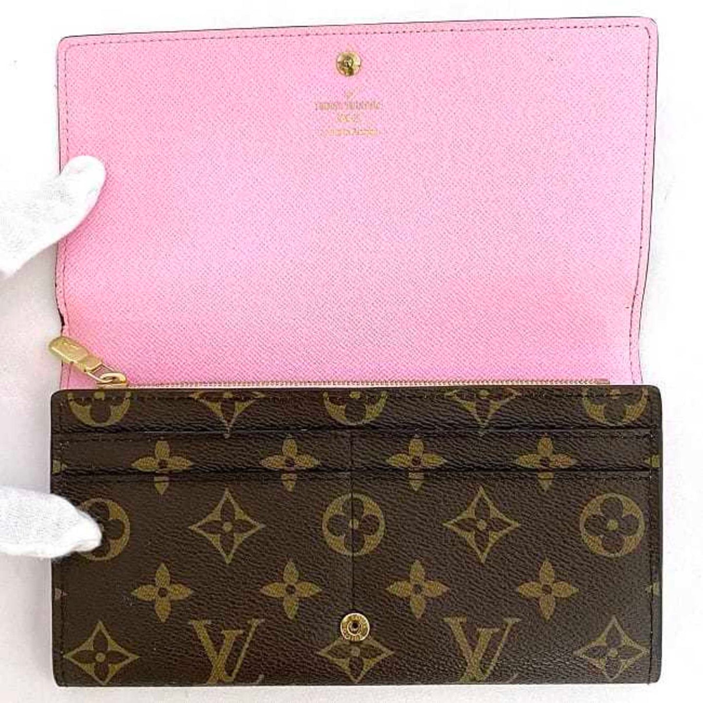 Louis Vuitton Sarah, Brown, Canvas, wallet