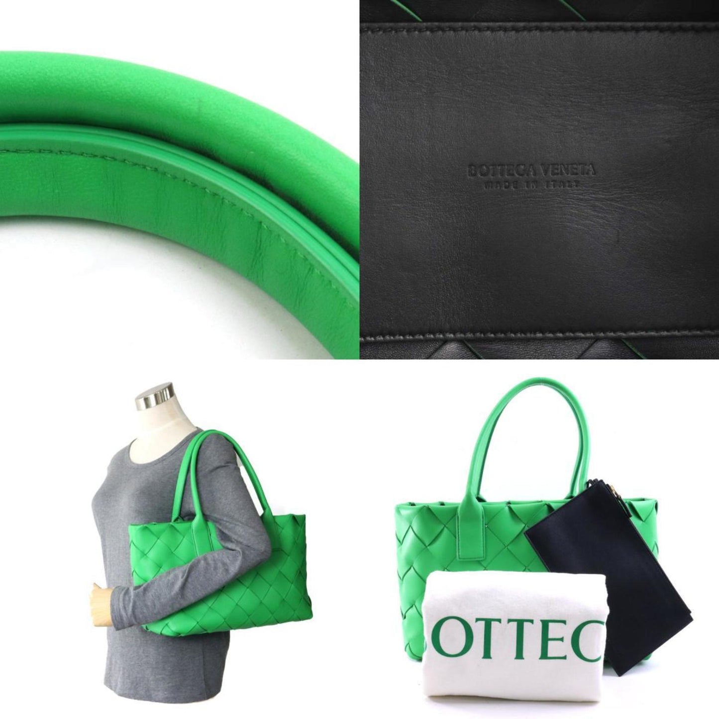 Bottega Veneta Intrecciato, Green, Leather, shopper