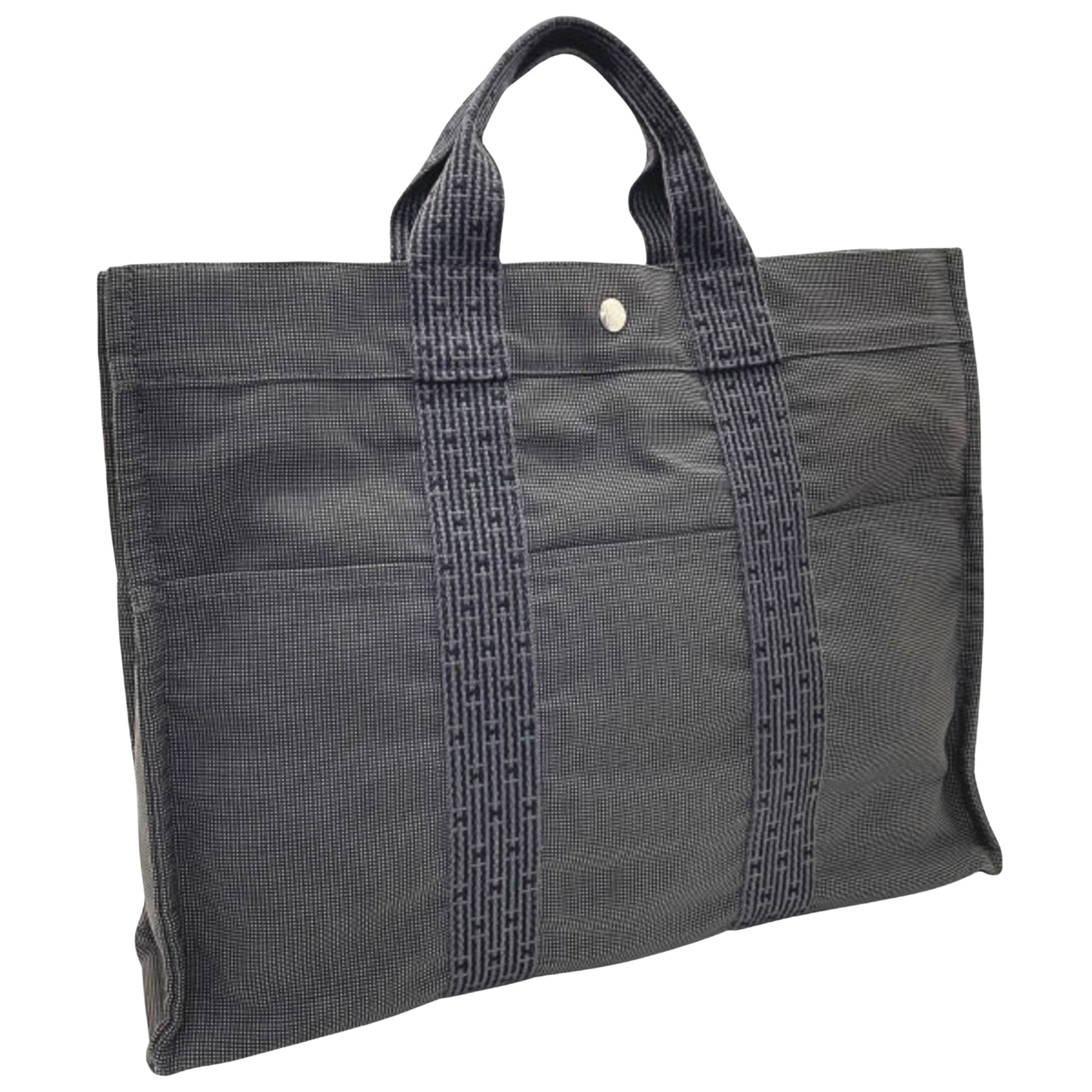 Hermès Herline, Grey, Canvas, tote