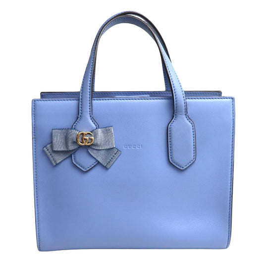 Gucci GG Ribbon, Blue, Leather, handbag