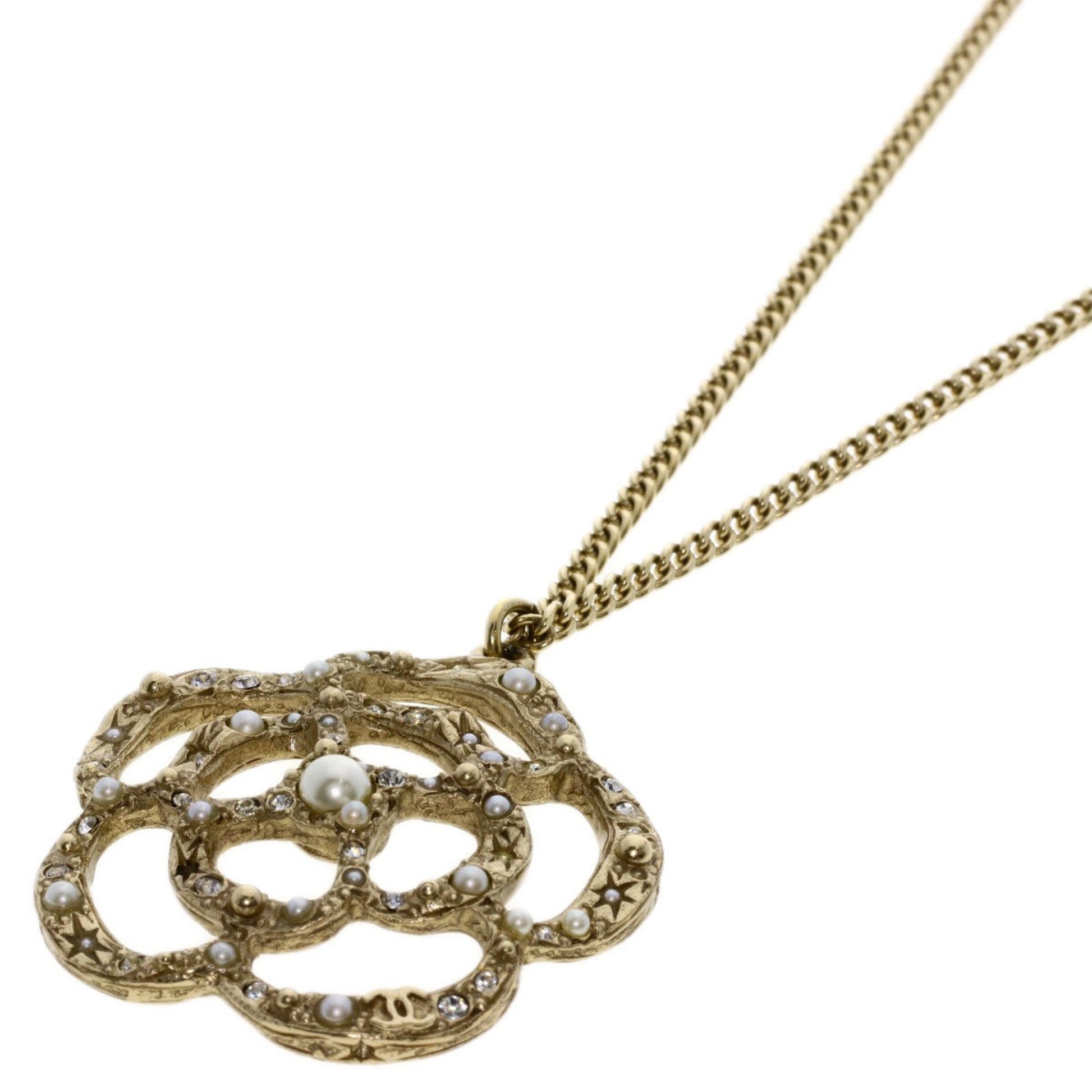 Chanel Camellia, Gold, Metal, necklace