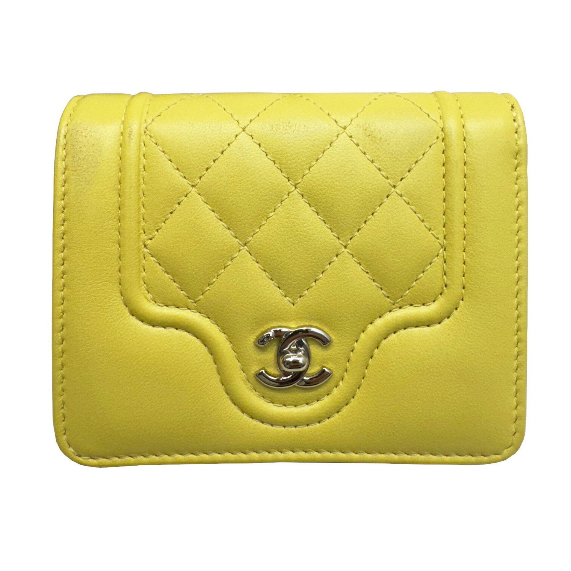 Chanel Mademoiselle, Yellow, Leather, wallet