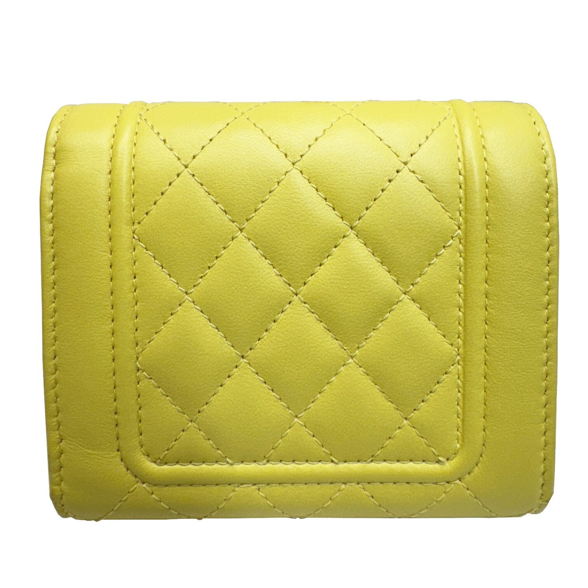 Chanel Mademoiselle, Yellow, Leather, wallet