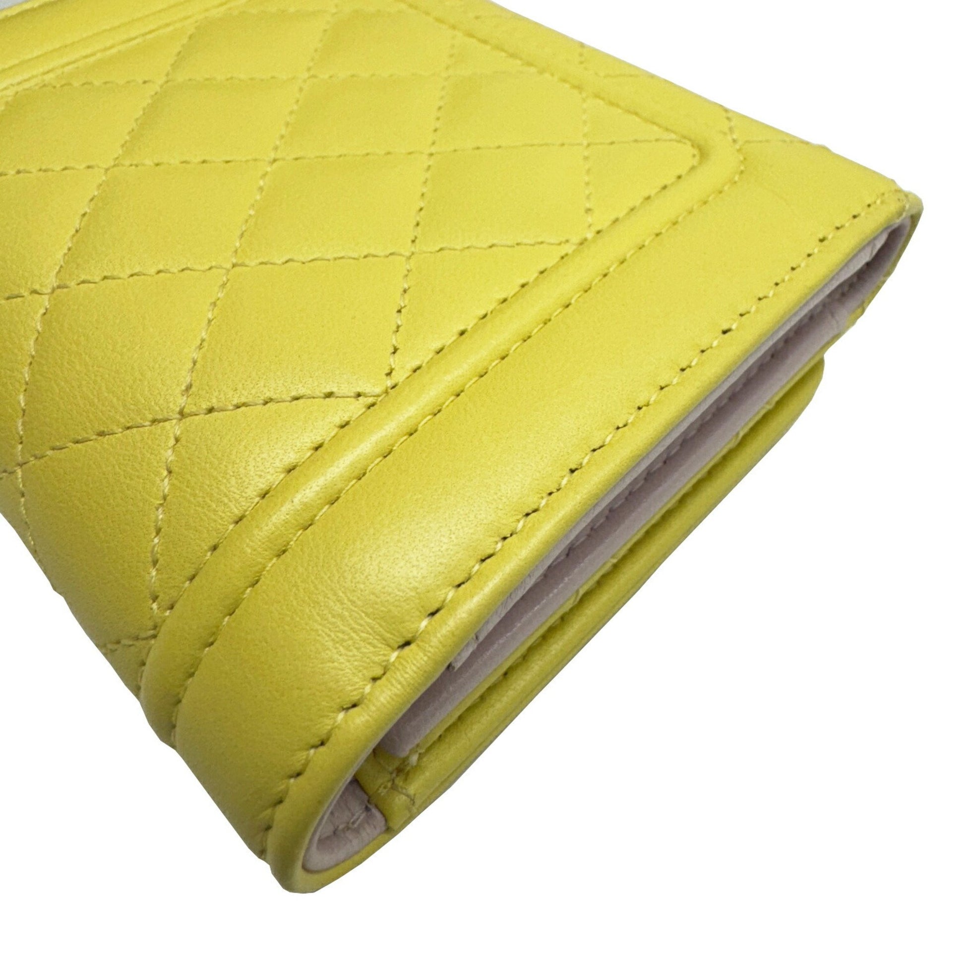 Chanel Mademoiselle, Yellow, Leather, wallet