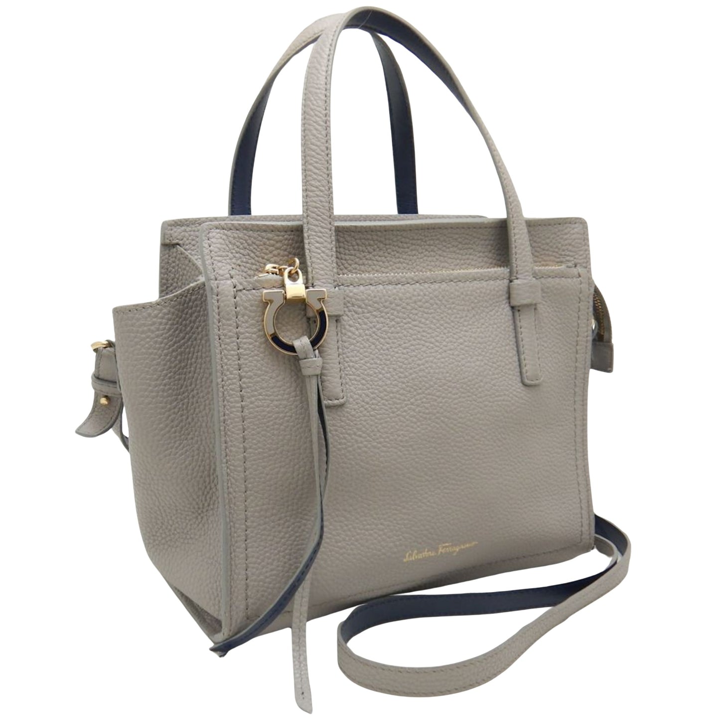 Salvatore Ferragamo Amy, Grey, Leather, handbag