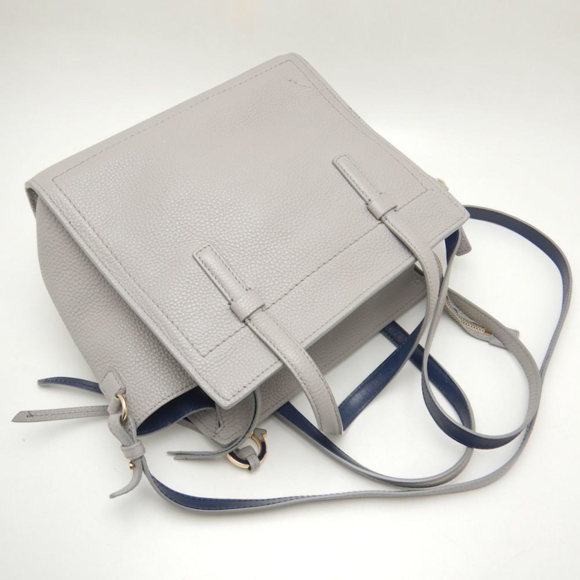 Salvatore Ferragamo Amy, Grey, Leather, handbag